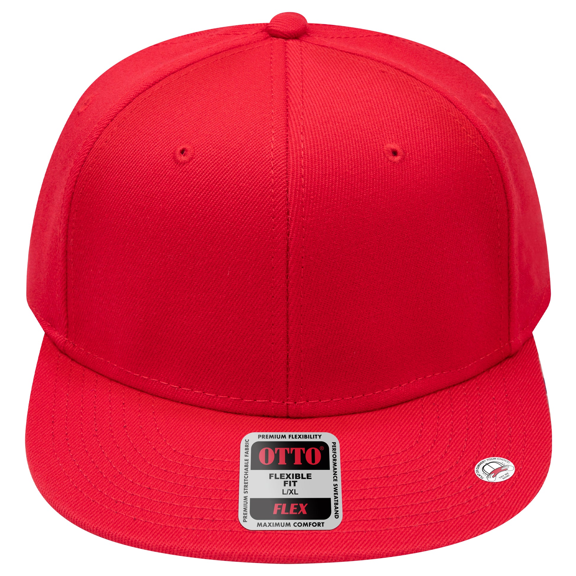 6-Panel Classic Baseball Cap — Flex Fit — Custom Leather Patch in Red