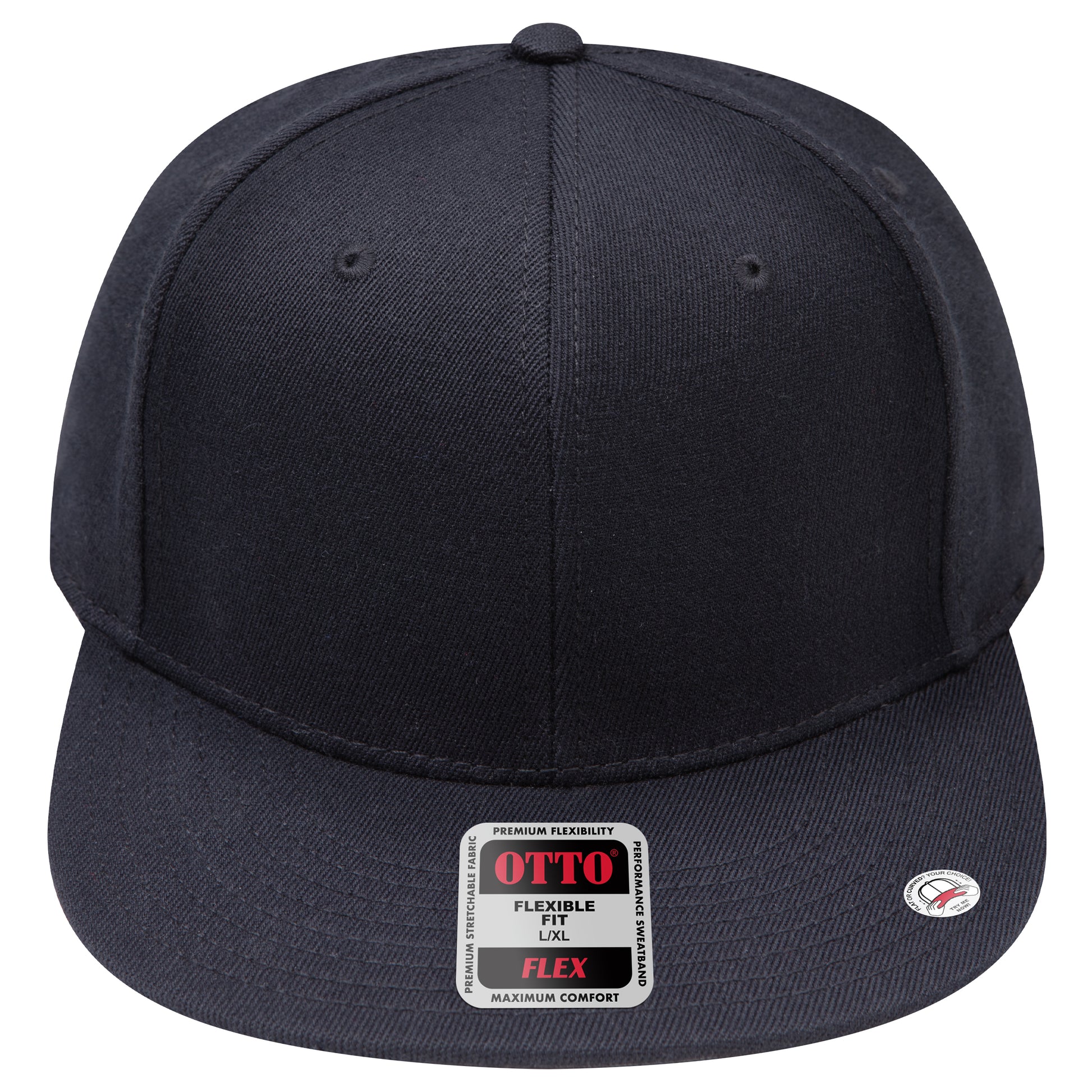 6-Panel Classic Baseball Cap — Flex Fit — Custom Leather Patch in Black