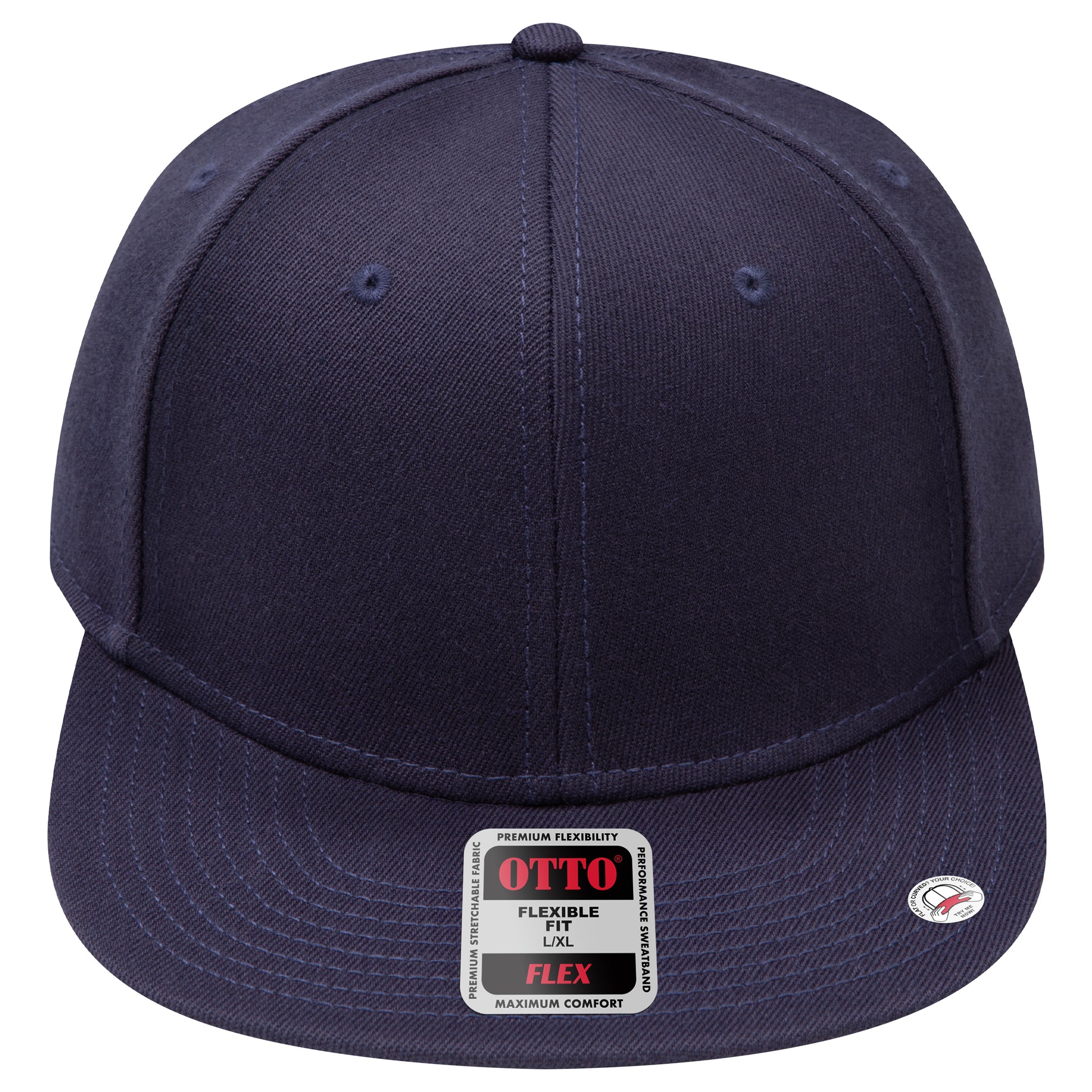 6-Panel Classic Baseball Cap — Flex Fit — Custom Leather Patch in Navy