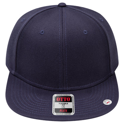 6-Panel Classic Baseball Cap — Flex Fit — Custom Leather Patch in Navy