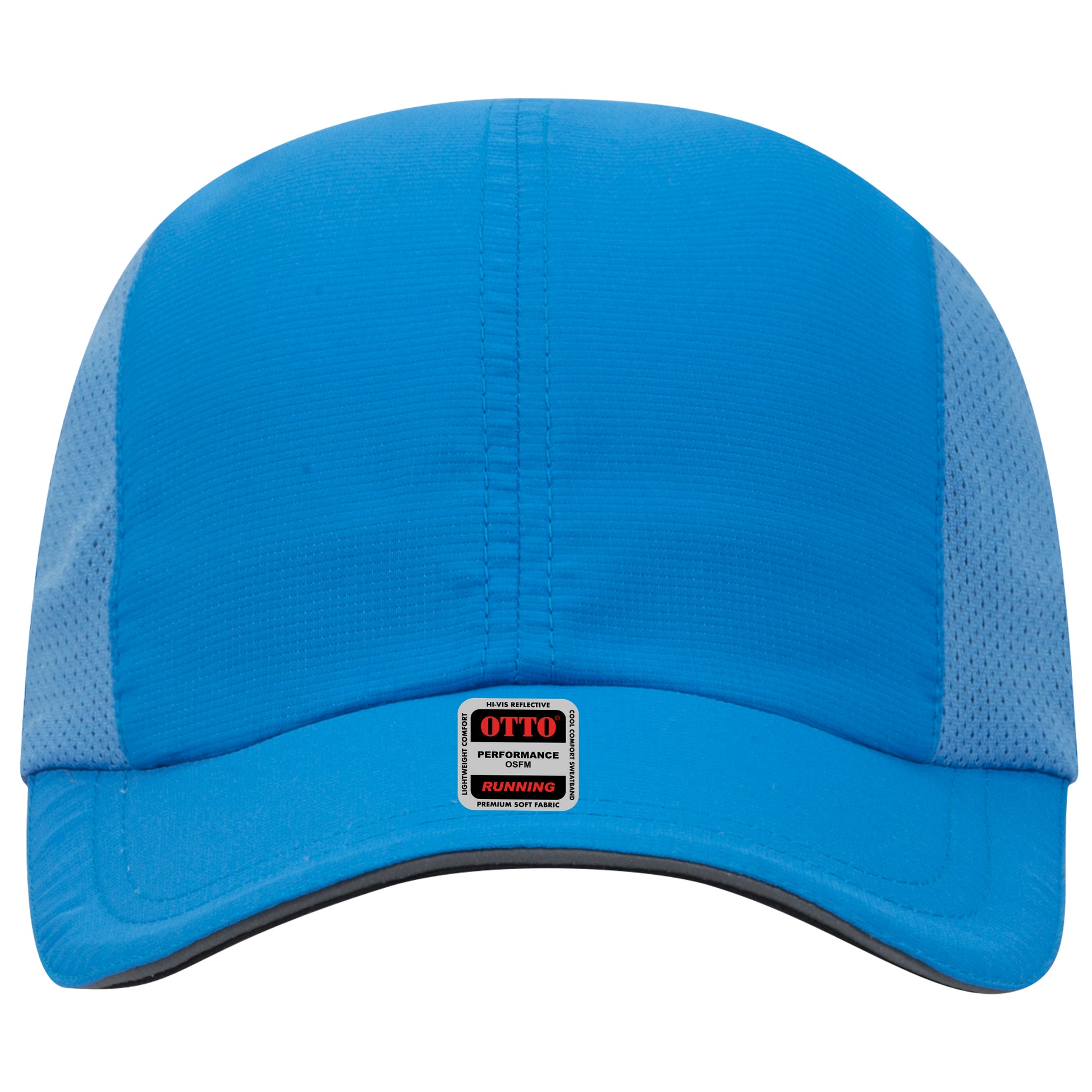 Lightweight Running Hat — Custom Leather Patch in Neon Bl n ue