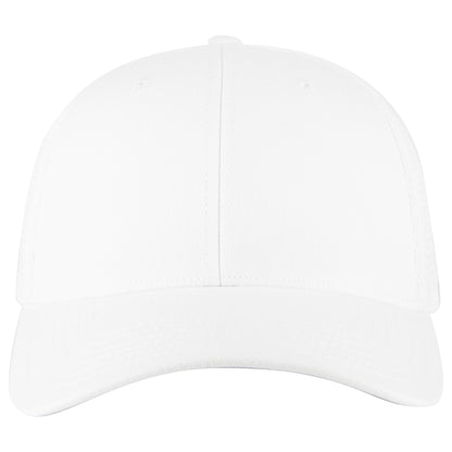 6-Panel Low Profile Trucker Hat — Flex Fit — Custom Leather Patch in White Back Split