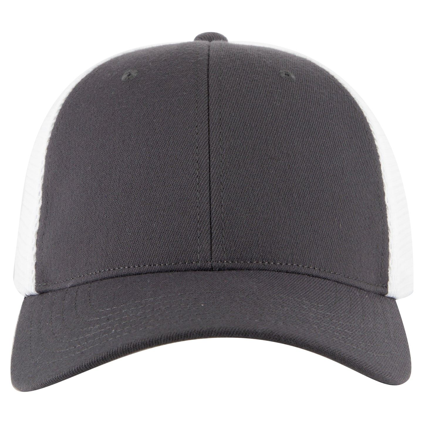 6-Panel Low Profile Trucker Hat — Flex Fit — Custom Leather Patch in Ch.Gry