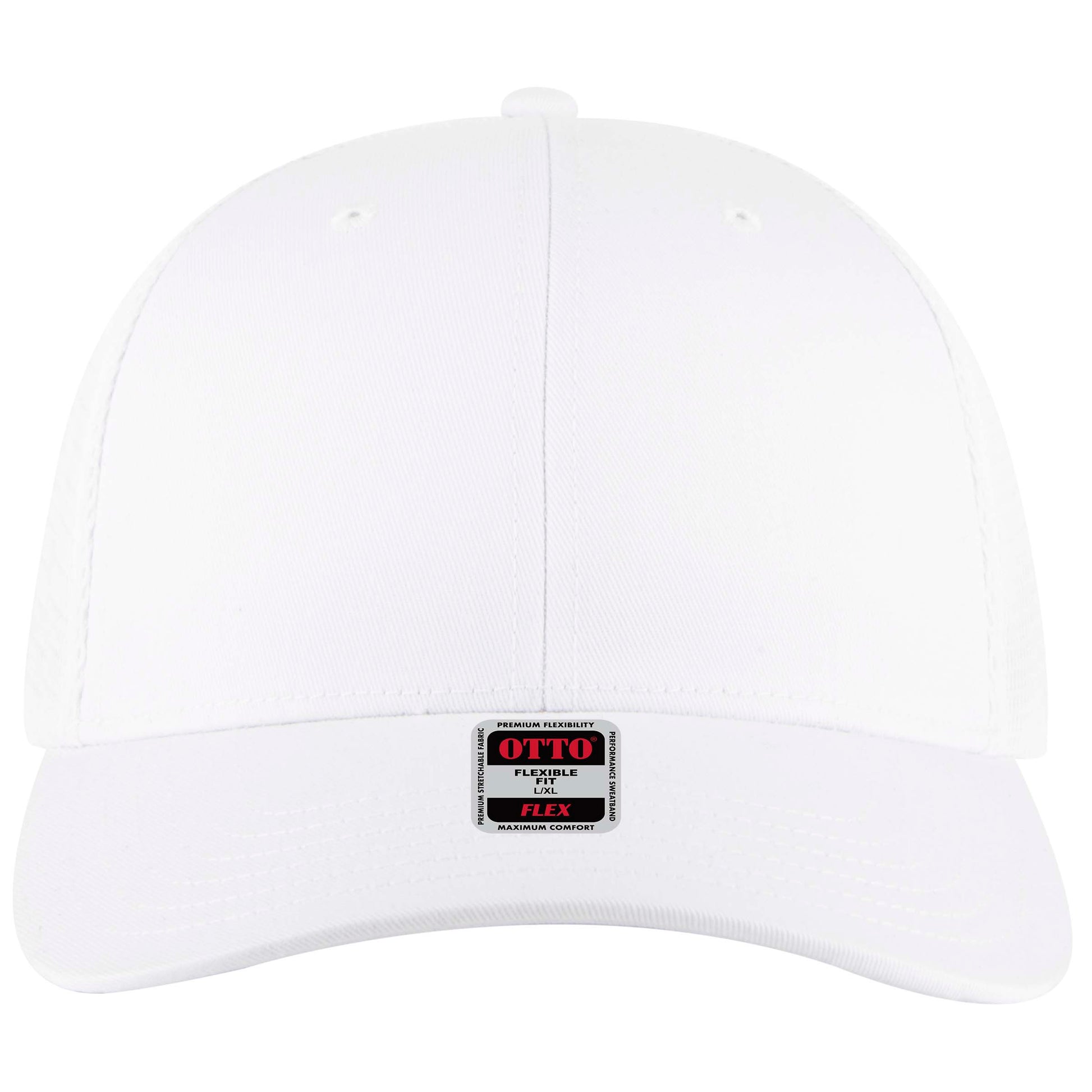 6-Panel Low Profile Trucker Hat — Flex Fit — Custom Leather Patch in White