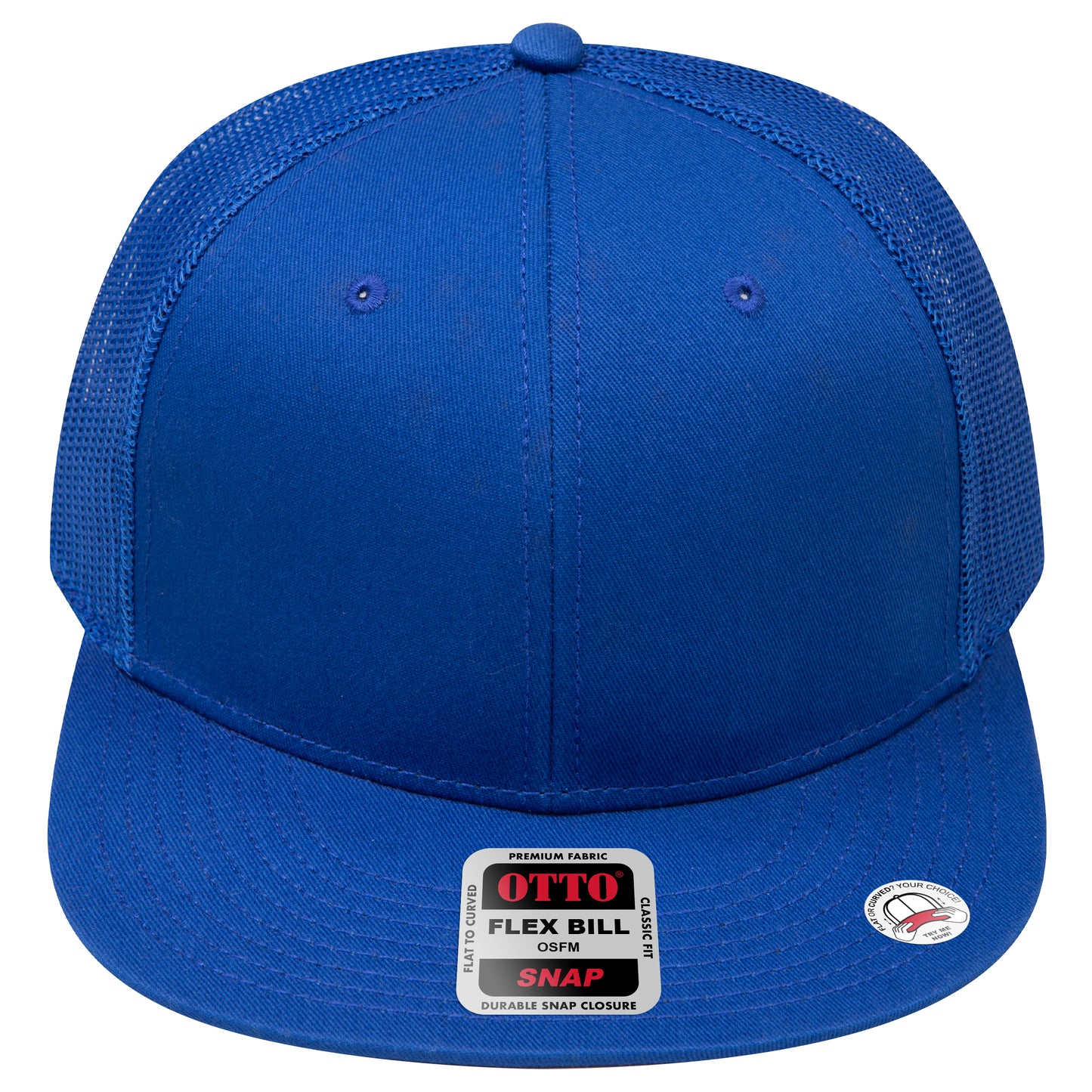 6-Panel Classic Trucker Hat — Snapback — Custom Leather Patch in Royal