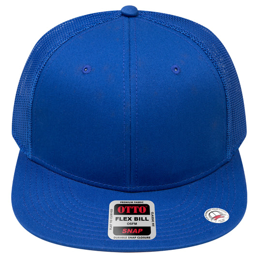 6-Panel Classic Trucker Hat — Snapback — Custom Leather Patch in Royal