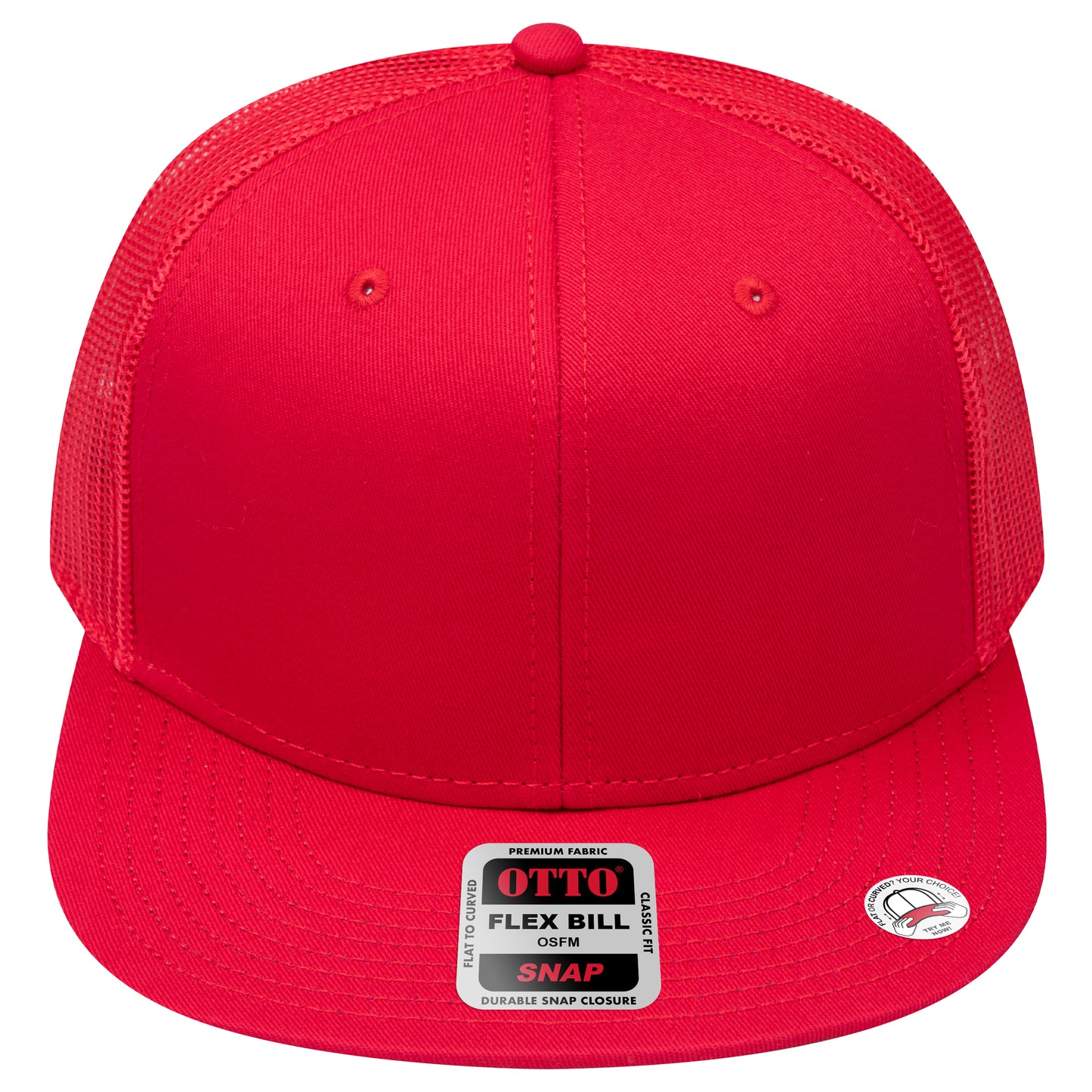 6-Panel Classic Trucker Hat — Snapback — Custom Leather Patch in Red