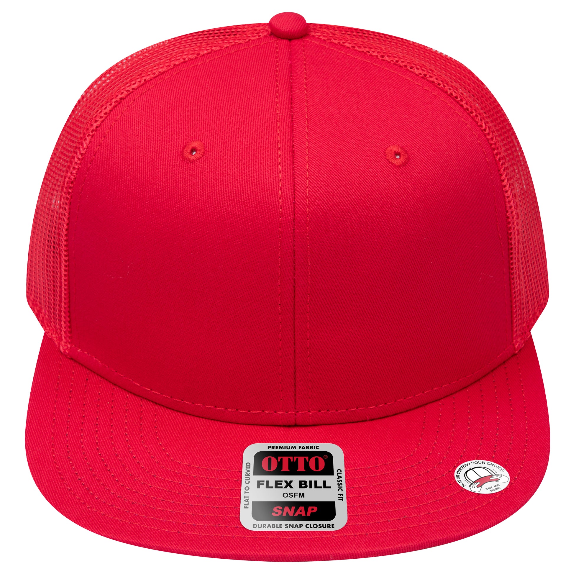 6-Panel Classic Trucker Hat — Snapback — Custom Leather Patch in Red