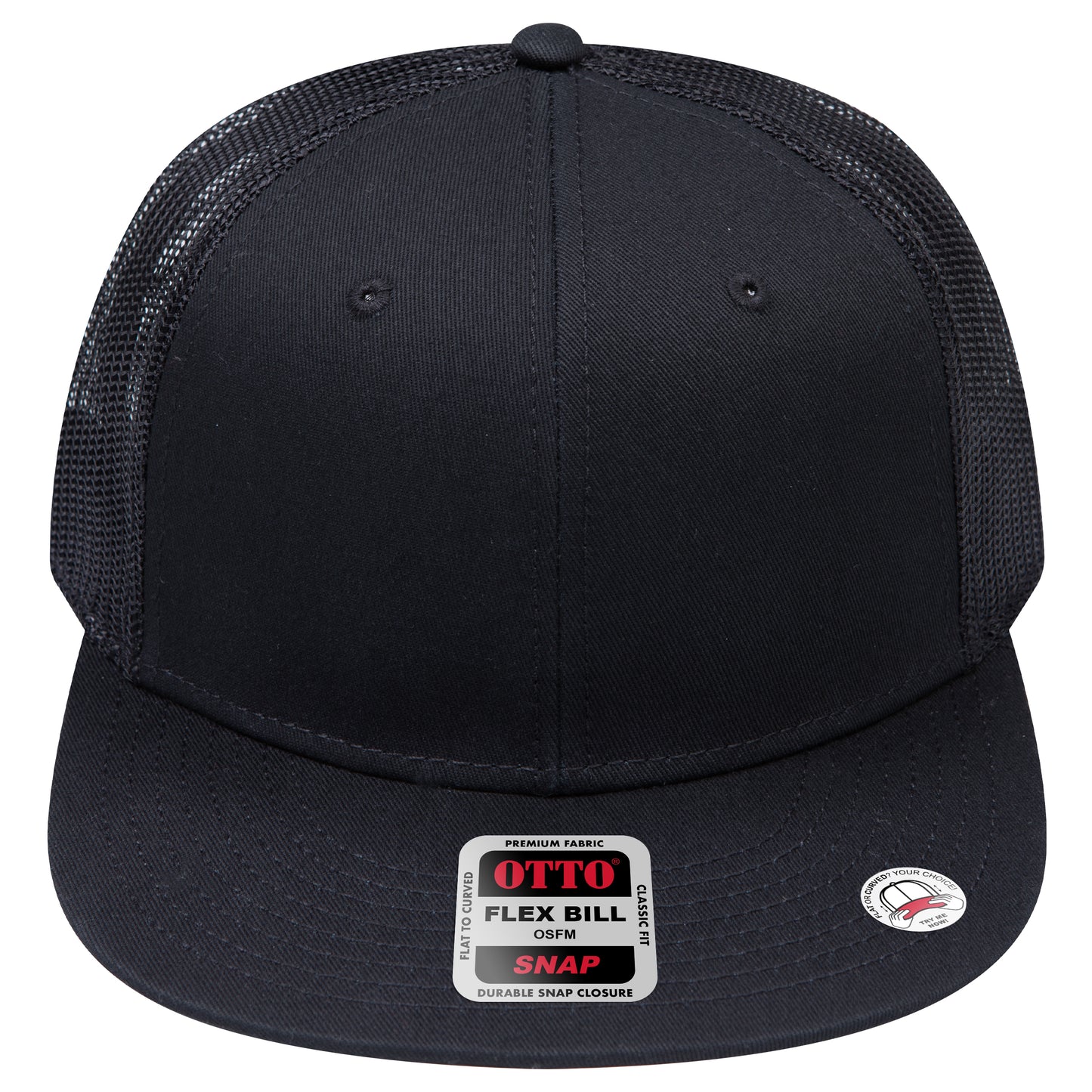 6-Panel Classic Trucker Hat — Snapback — Custom Leather Patch in Black
