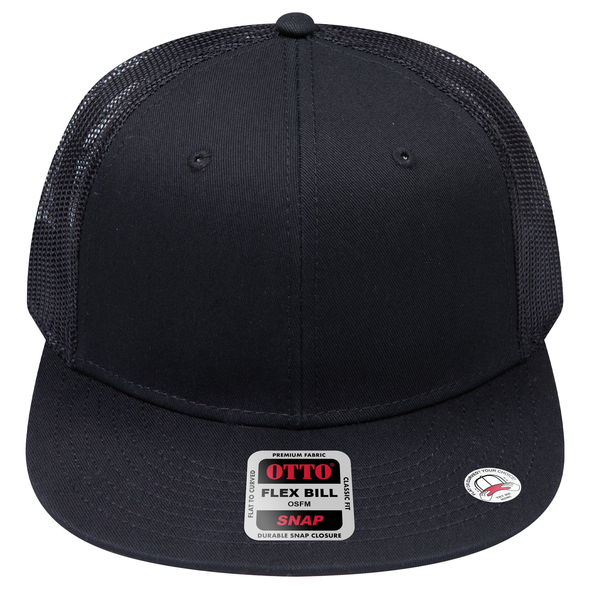 6-Panel Classic Trucker Hat — Snapback — Custom Leather Patch in Black