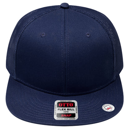 6-Panel Classic Trucker Hat — Snapback — Custom Leather Patch in Navy