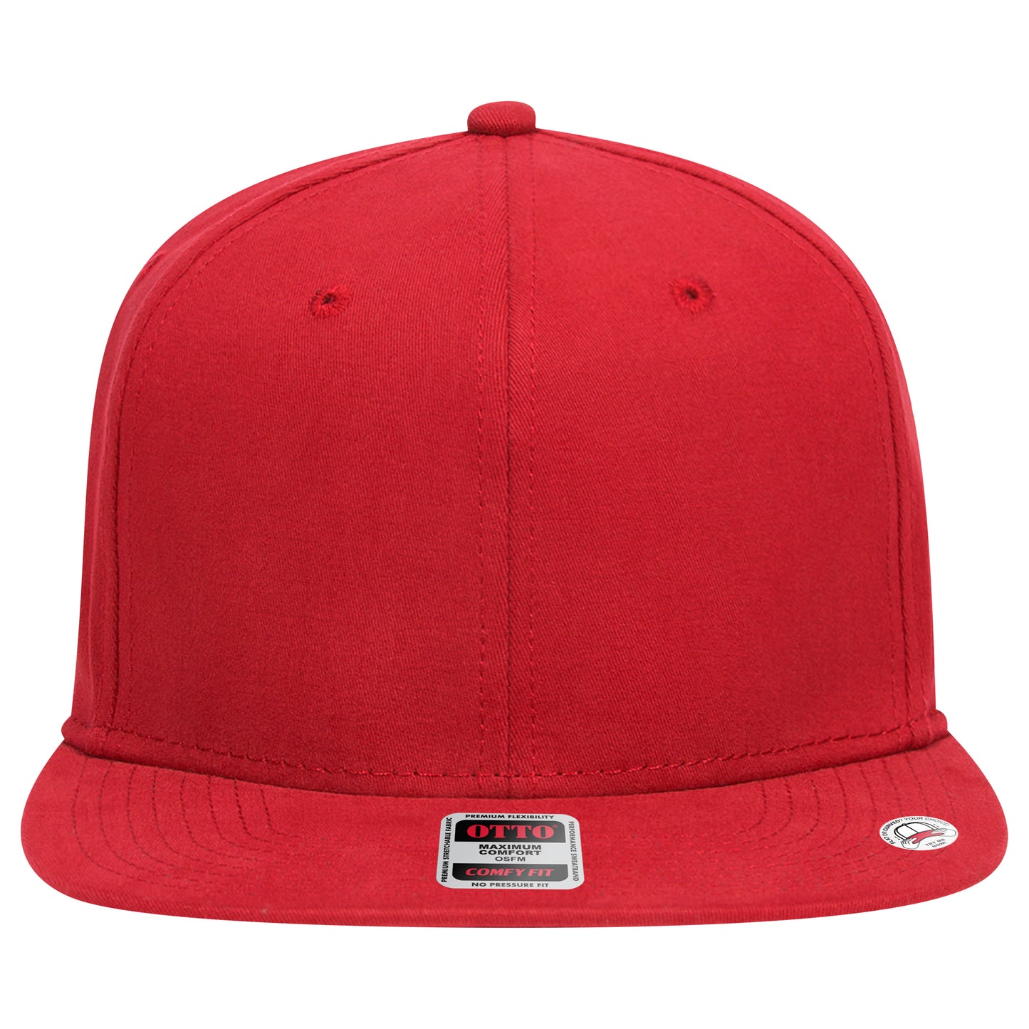 6-Panel Classic Baseball Cap — Stretch Comfort Fit — Custom Leather Patch in Red