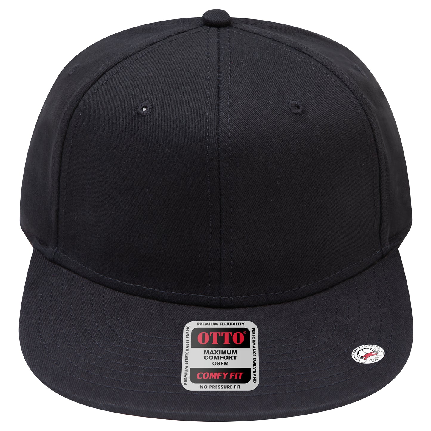 6-Panel Classic Baseball Cap — Stretch Comfort Fit — Custom Leather Patch in Black