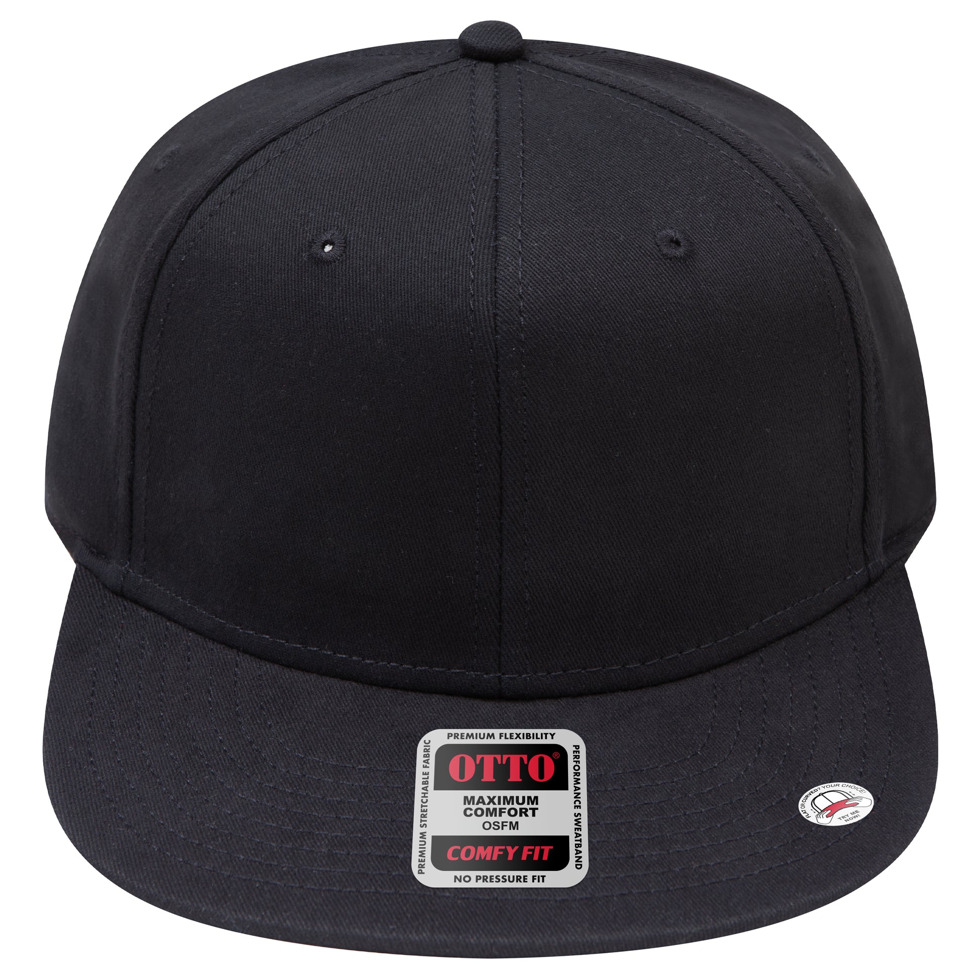 6-Panel Classic Baseball Cap — Stretch Comfort Fit — Custom Leather Patch in Black