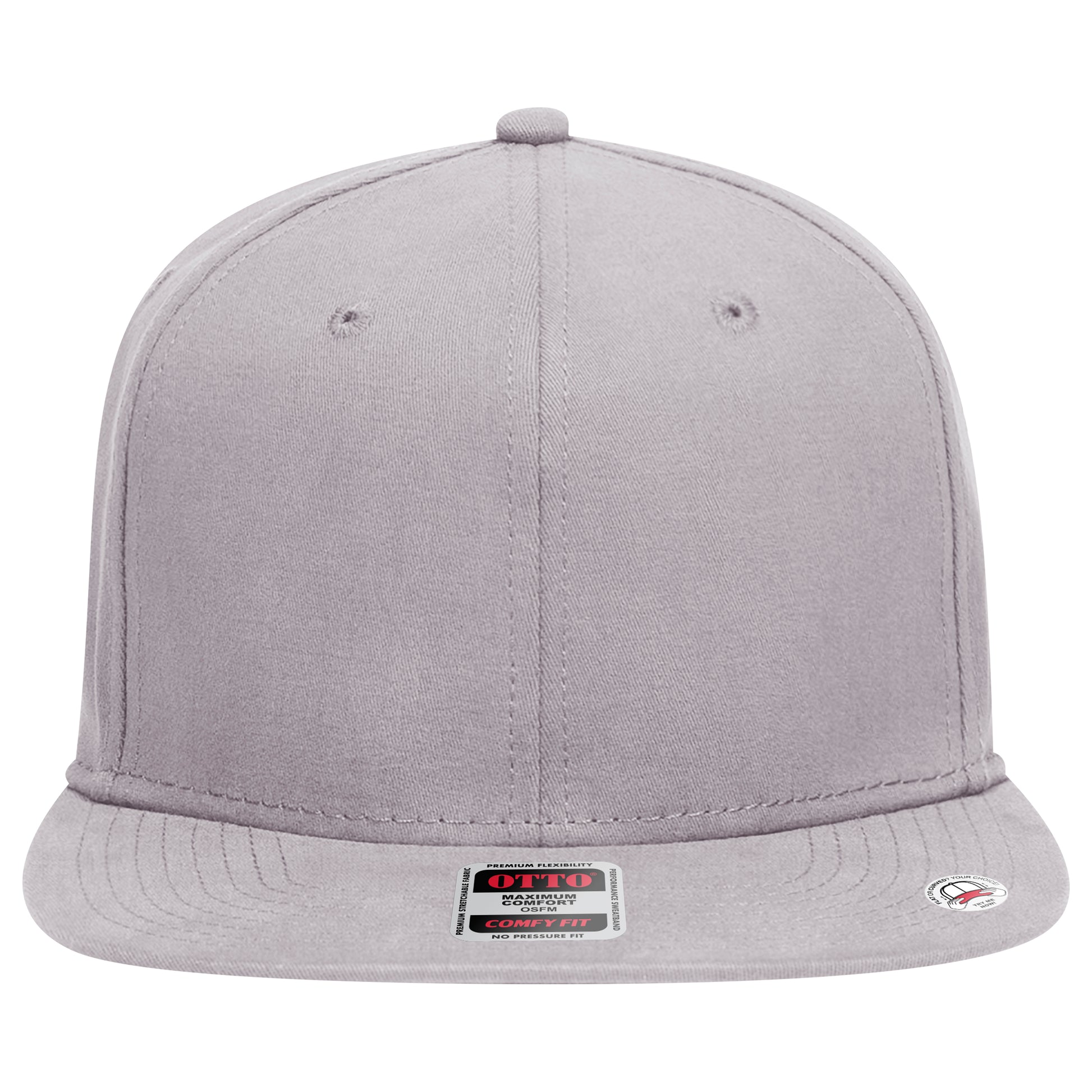 6-Panel Classic Baseball Cap — Stretch Comfort Fit — Custom Leather Patch in Gray