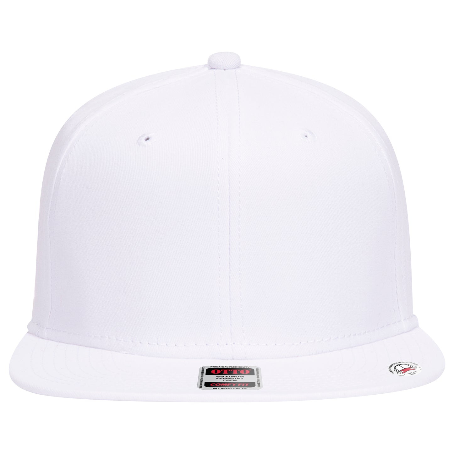 6-Panel Classic Baseball Cap — Stretch Comfort Fit — Custom Leather Patch in White