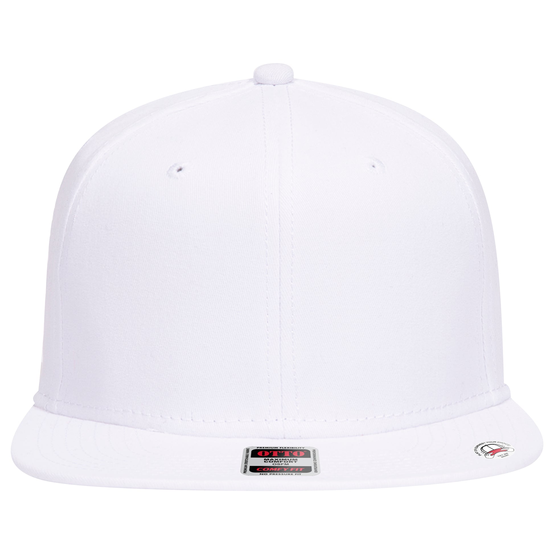 6-Panel Classic Baseball Cap — Stretch Comfort Fit — Custom Leather Patch in White