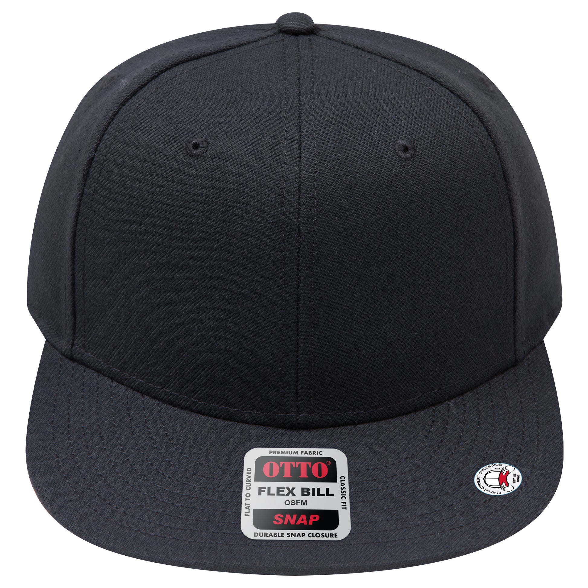 6-Panel Classic Baseball Cap — Snapback — Custom Leather Patch in Black