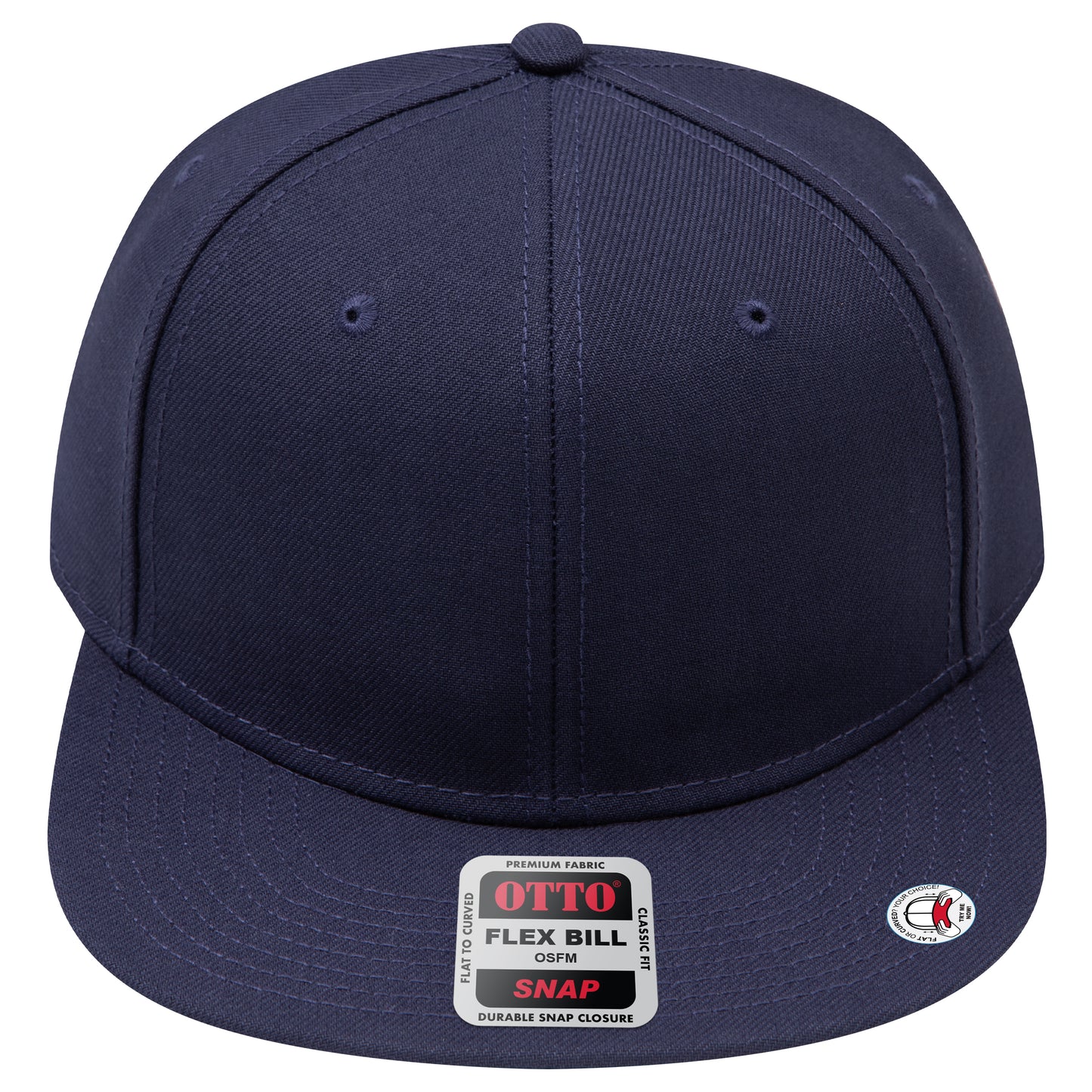 6-Panel Classic Baseball Cap — Snapback — Custom Leather Patch in Navy