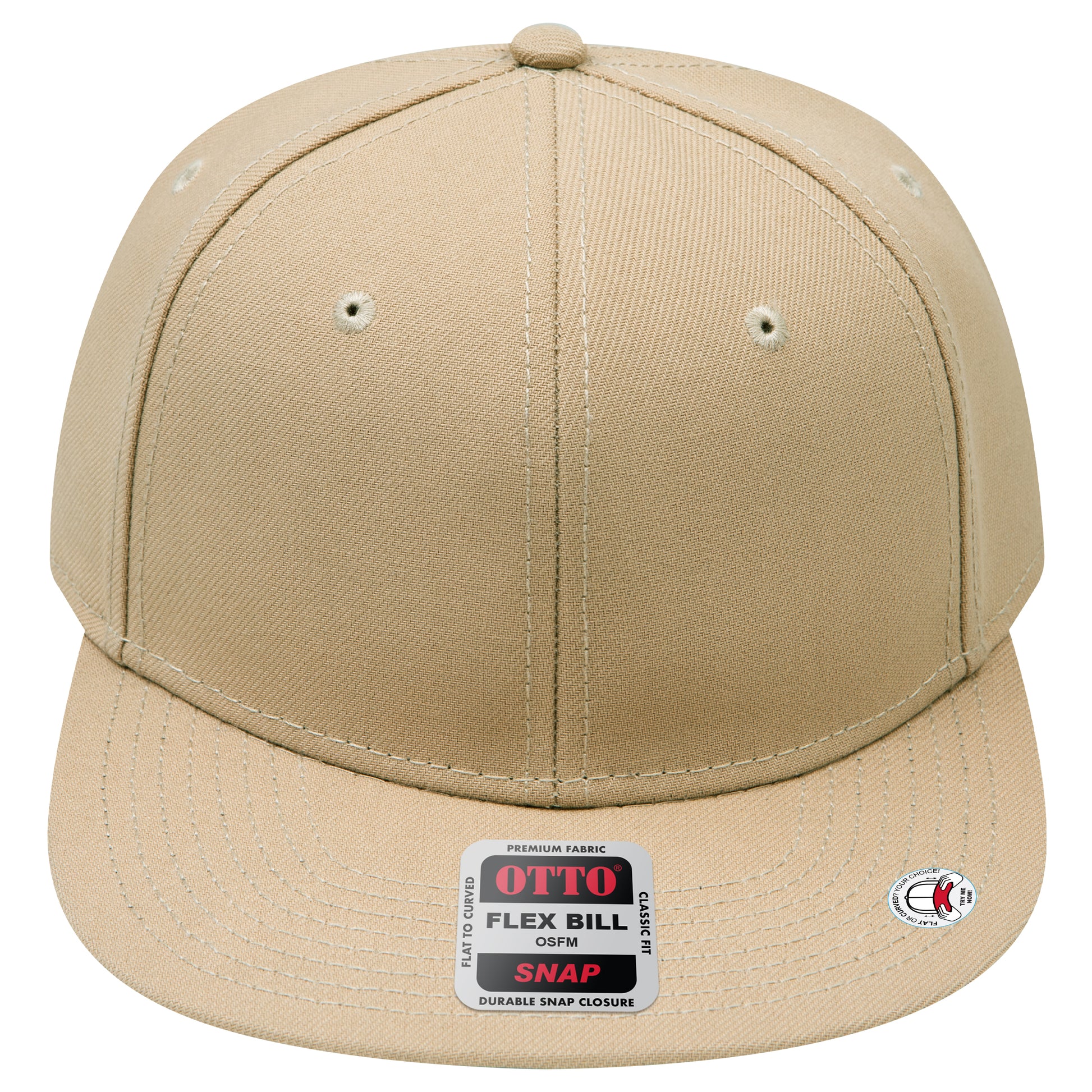 6-Panel Classic Baseball Cap — Snapback — Custom Leather Patch in Khaki ay Camo Solids CP