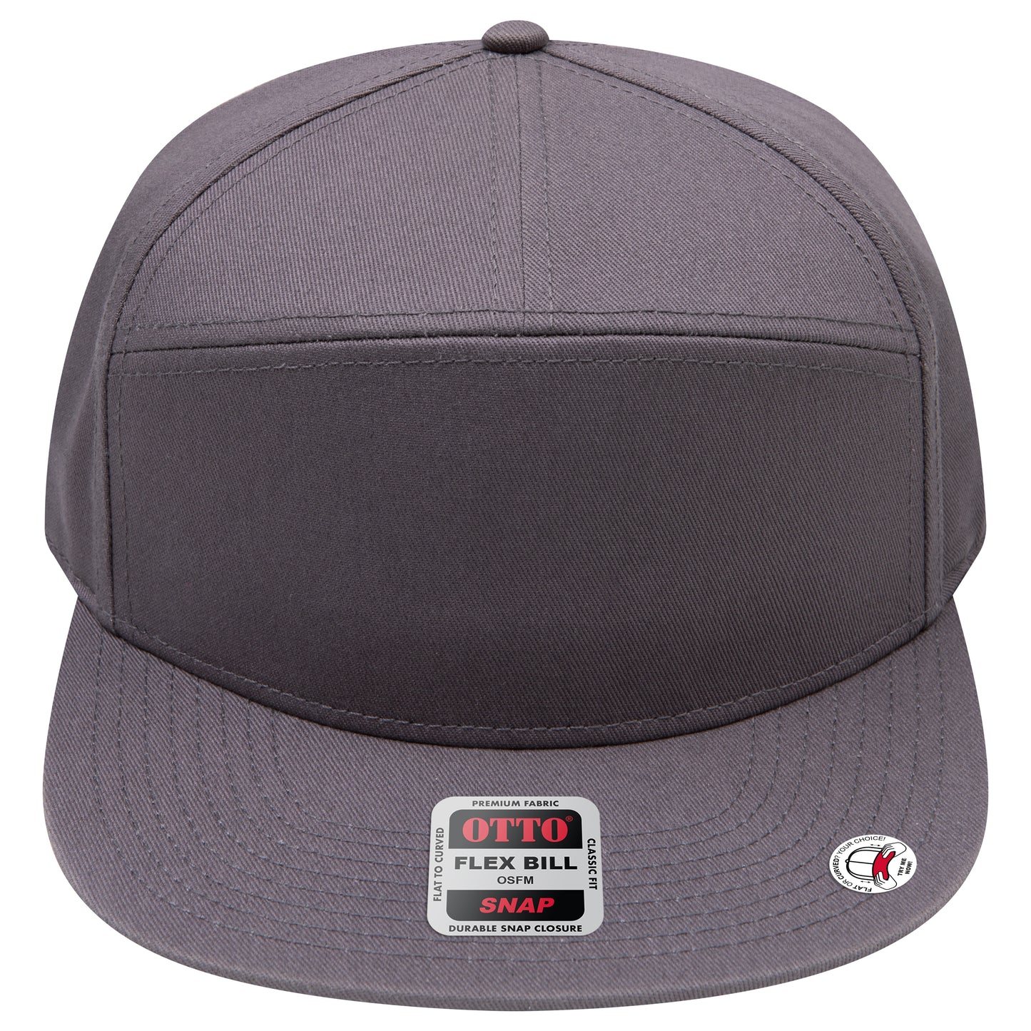 7-Panel Classic Baseball Cap — Snapback — Custom Leather Patch in Char. Gr