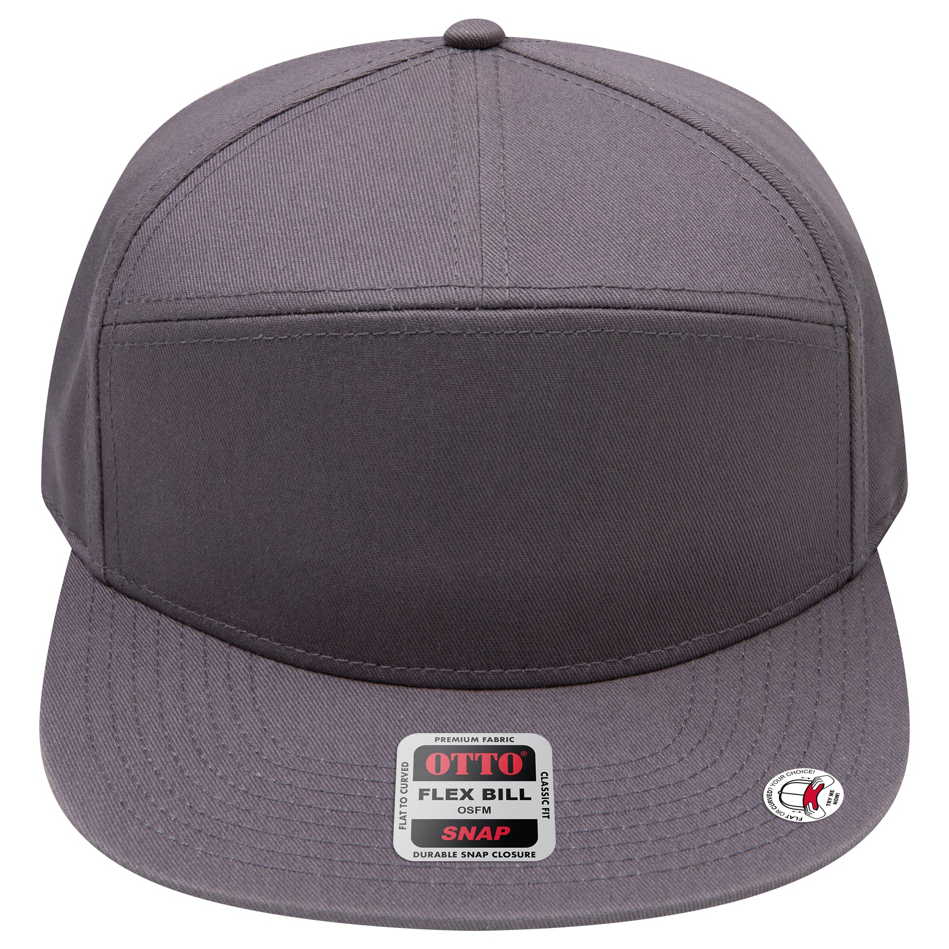 7-Panel Classic Baseball Cap — Snapback — Custom Leather Patch in Char. Gr