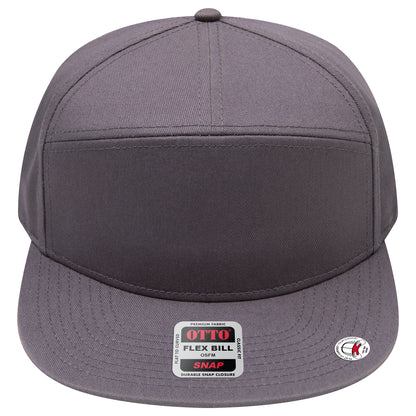 7-Panel Classic Baseball Cap — Snapback — Custom Leather Patch in Char. Gr