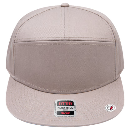 7-Panel Classic Baseball Cap — Snapback — Custom Leather Patch in Dk. Kha