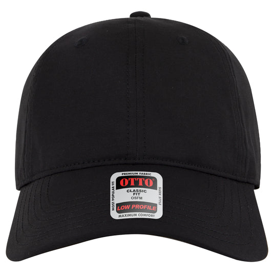 6-Panel Low Profile Baseball Cap — Custom Leather Patch in Black