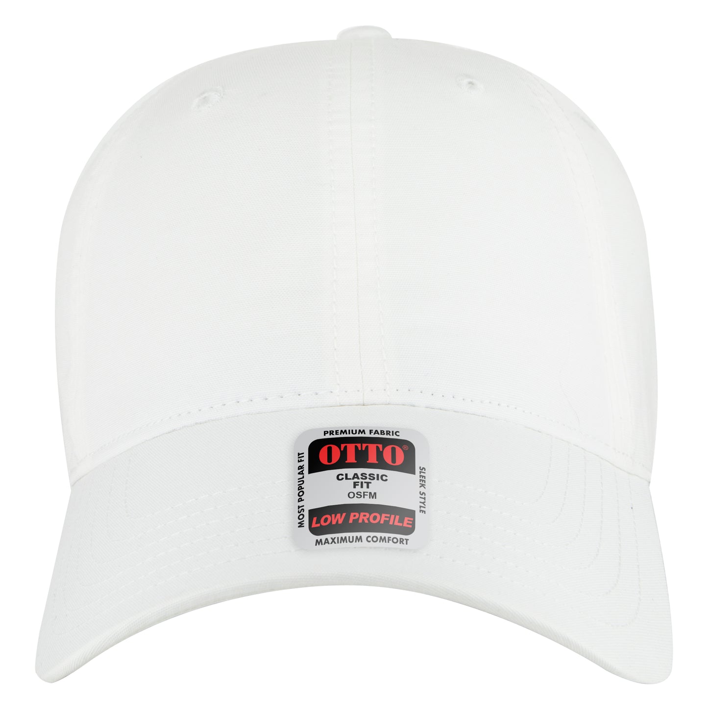 6-Panel Low Profile Baseball Cap — Custom Leather Patch in White