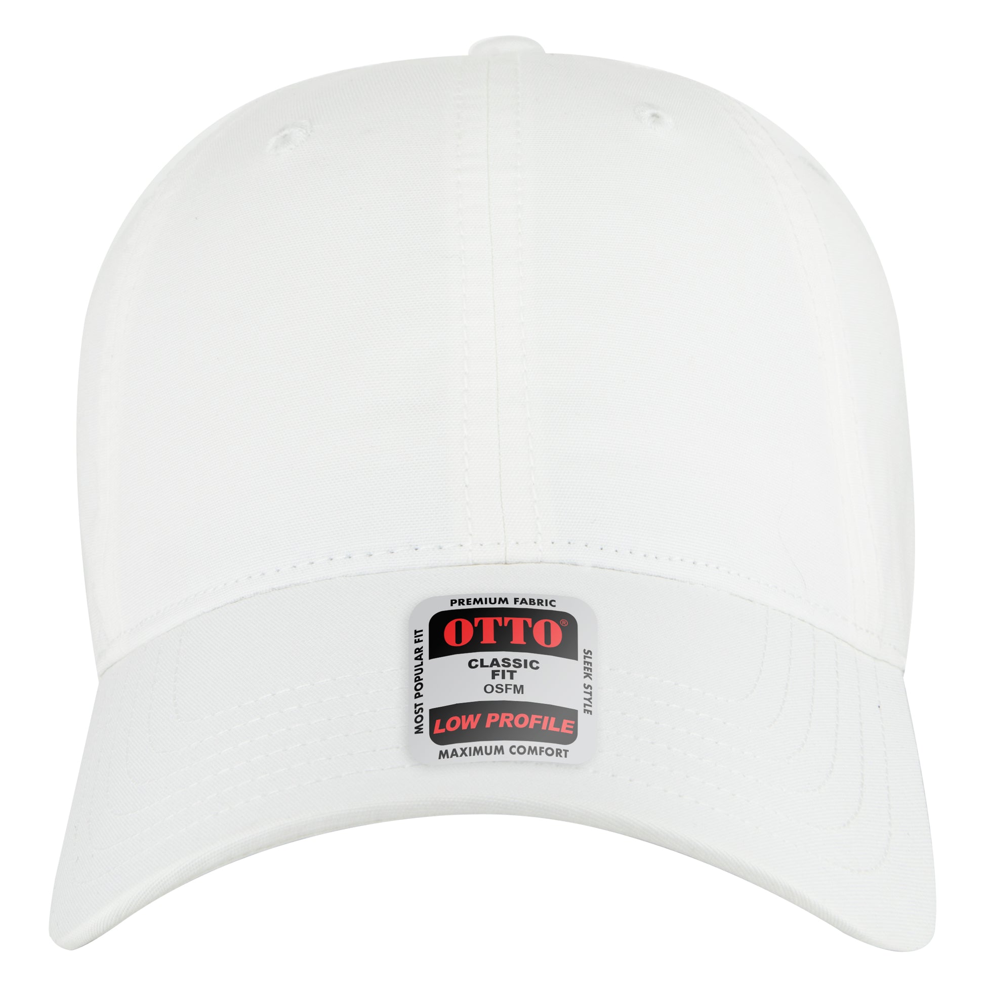 6-Panel Low Profile Baseball Cap — Custom Leather Patch in White