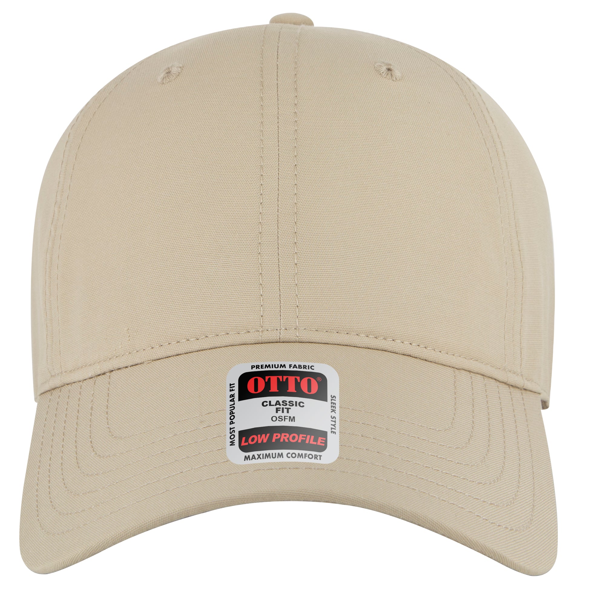 6-Panel Low Profile Baseball Cap — Custom Leather Patch in Khaki