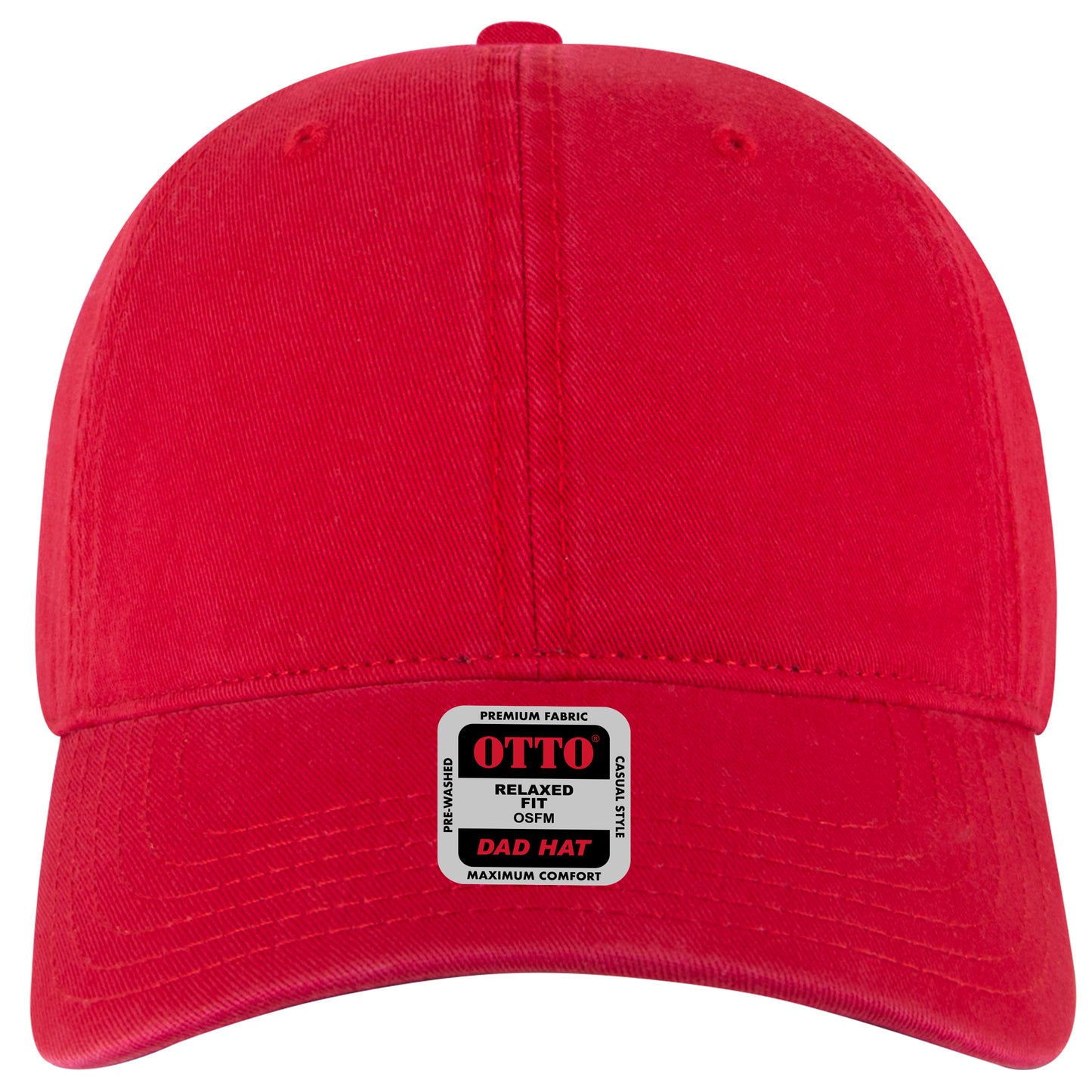 6-Panel Low Profile Dad Hat — Custom Leather Patch in Red