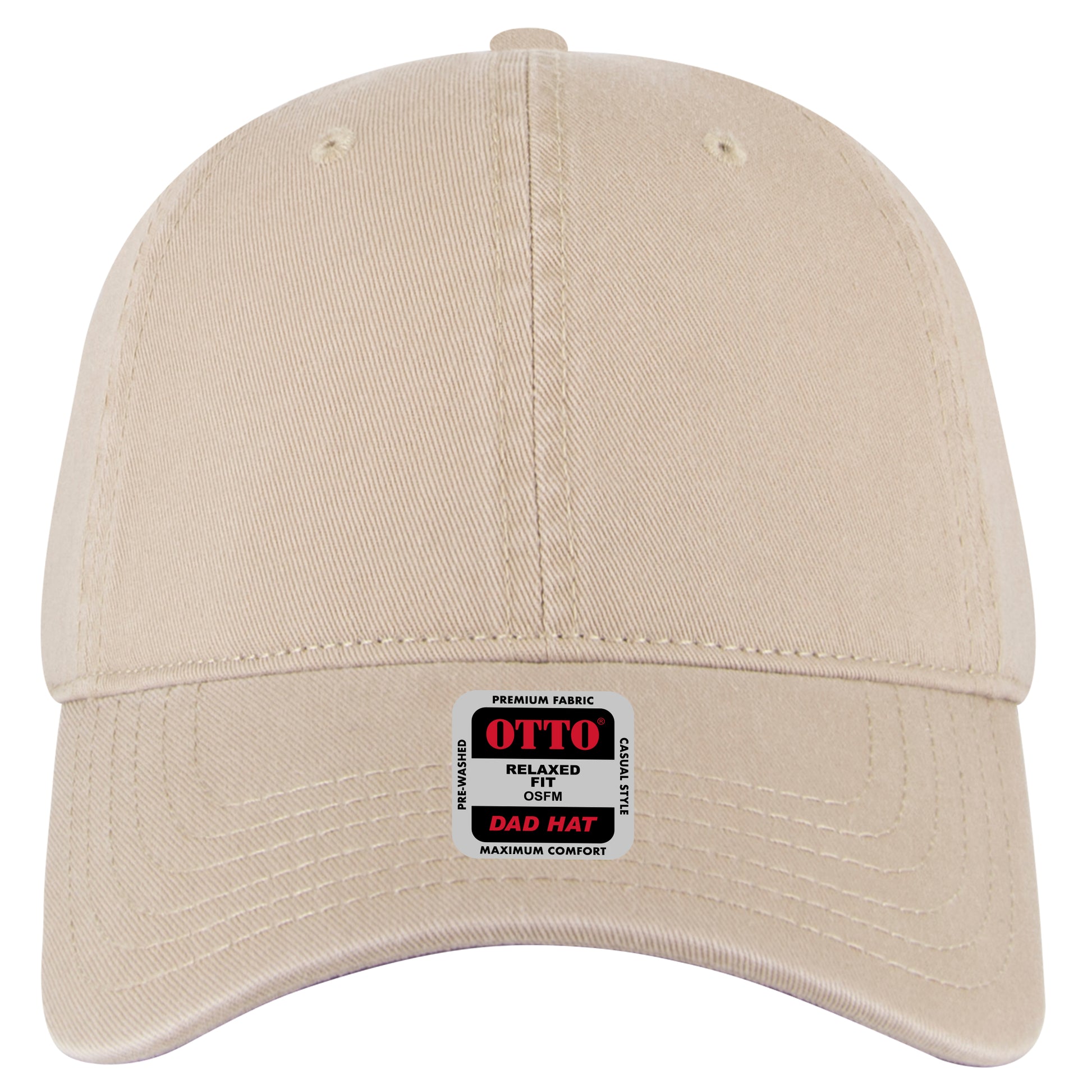 6-Panel Low Profile Dad Hat — Custom Leather Patch in Khaki en ay