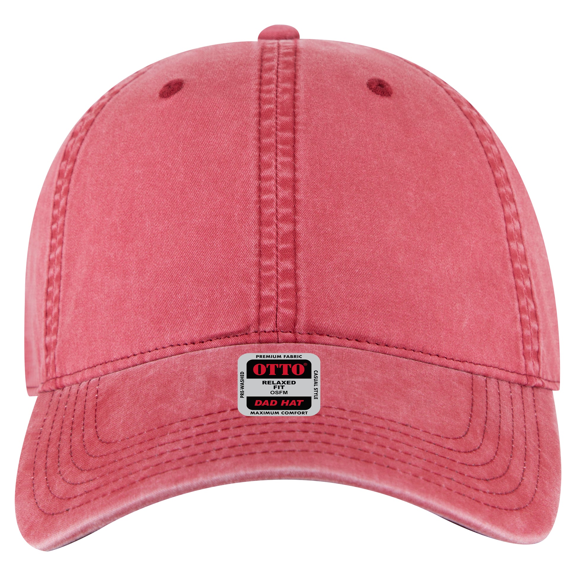 6-Panel Low Profile Dad Hat — Custom Leather Patch in Red