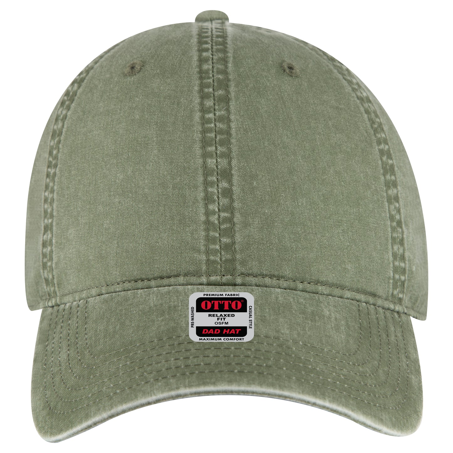 6-Panel Low Profile Dad Hat — Custom Leather Patch in Ol. Gree