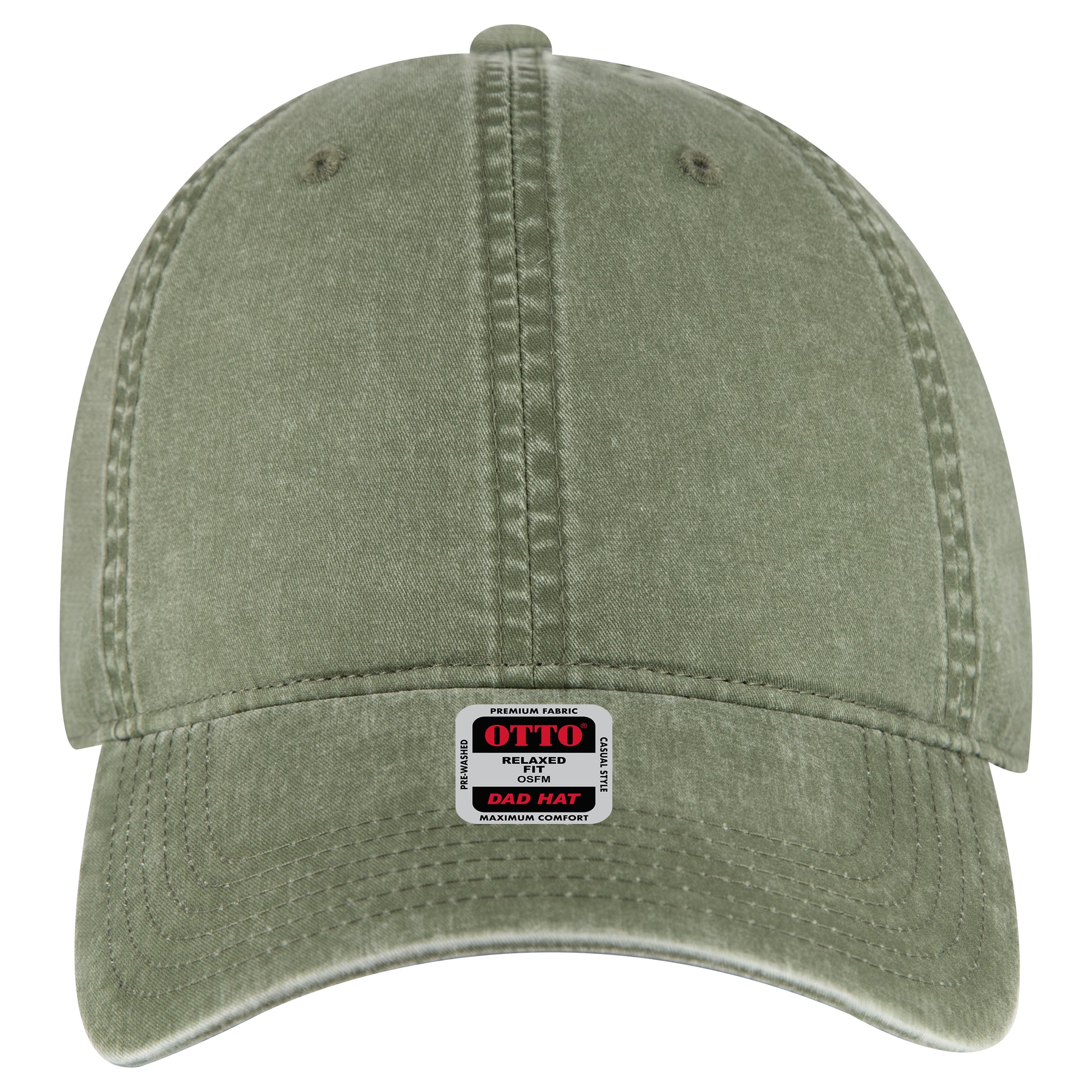 6-Panel Low Profile Dad Hat — Custom Leather Patch in Ol. Gree
