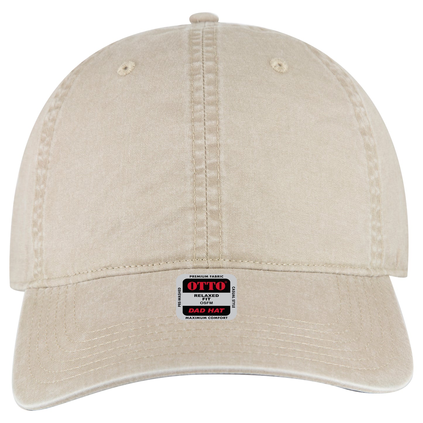6-Panel Low Profile Dad Hat — Custom Leather Patch in Khaki