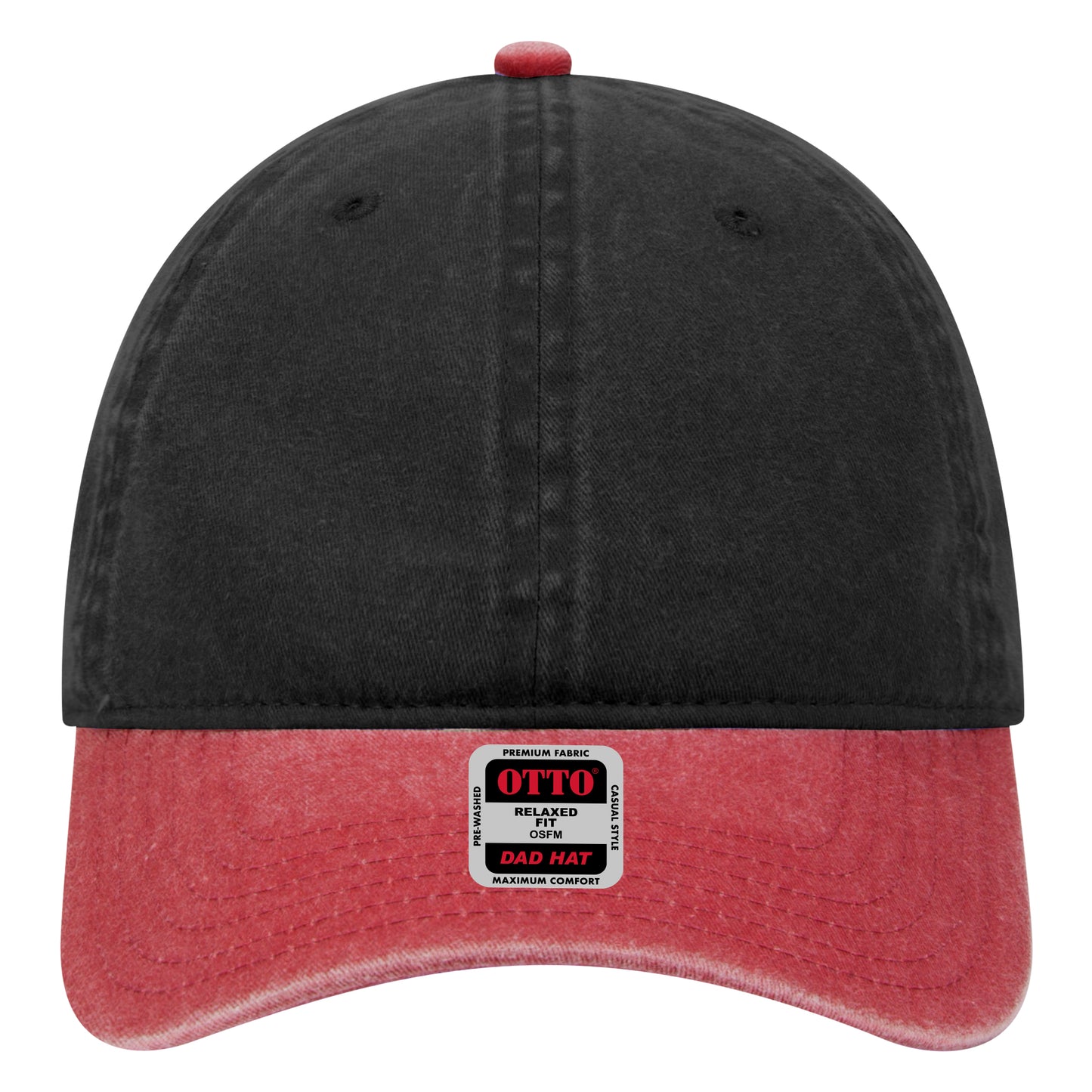 6-Panel Low Profile Dad Hat — Custom Leather Patch in Red/Bl