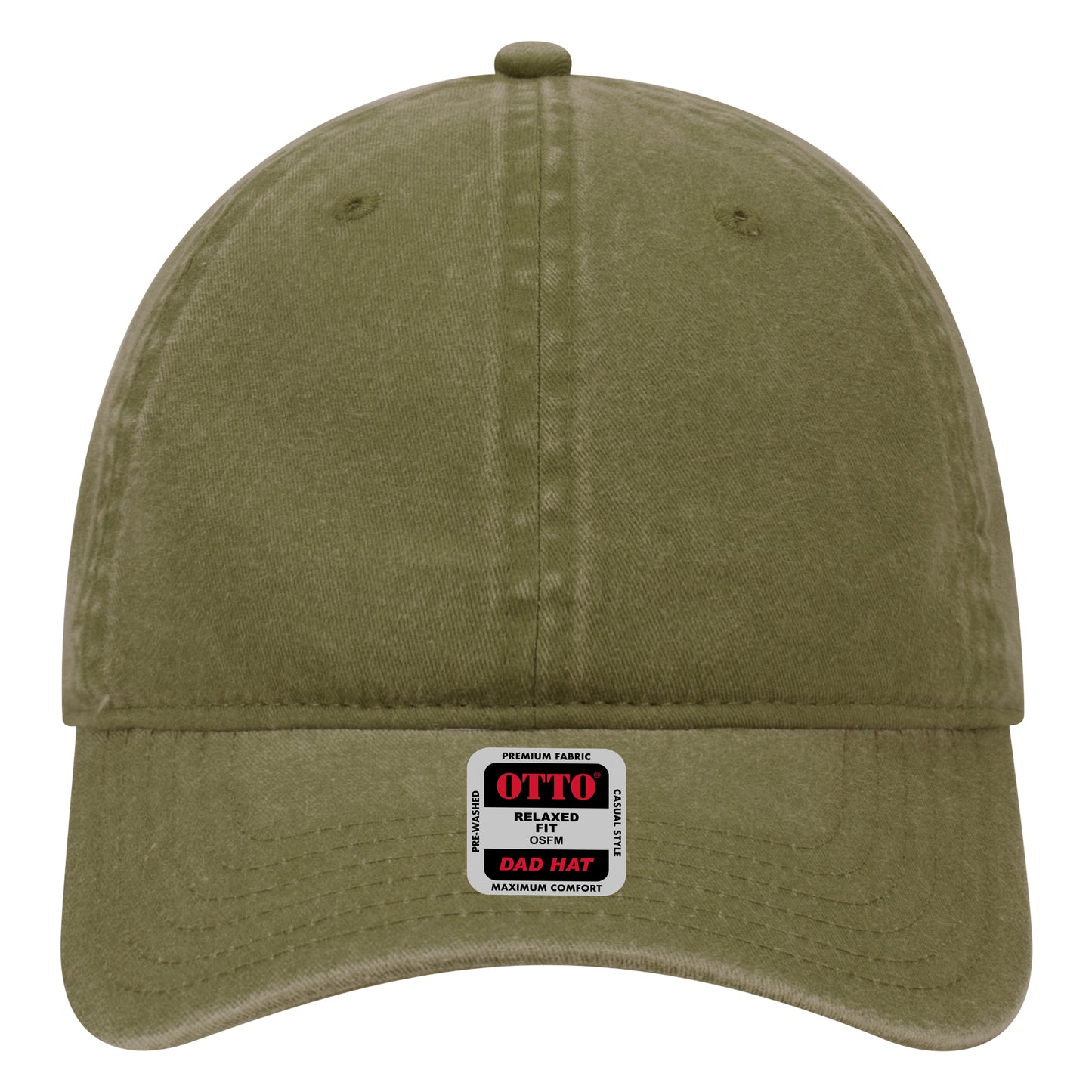 6-Panel Low Profile Dad Hat — Custom Leather Patch in Ol. Gree en n