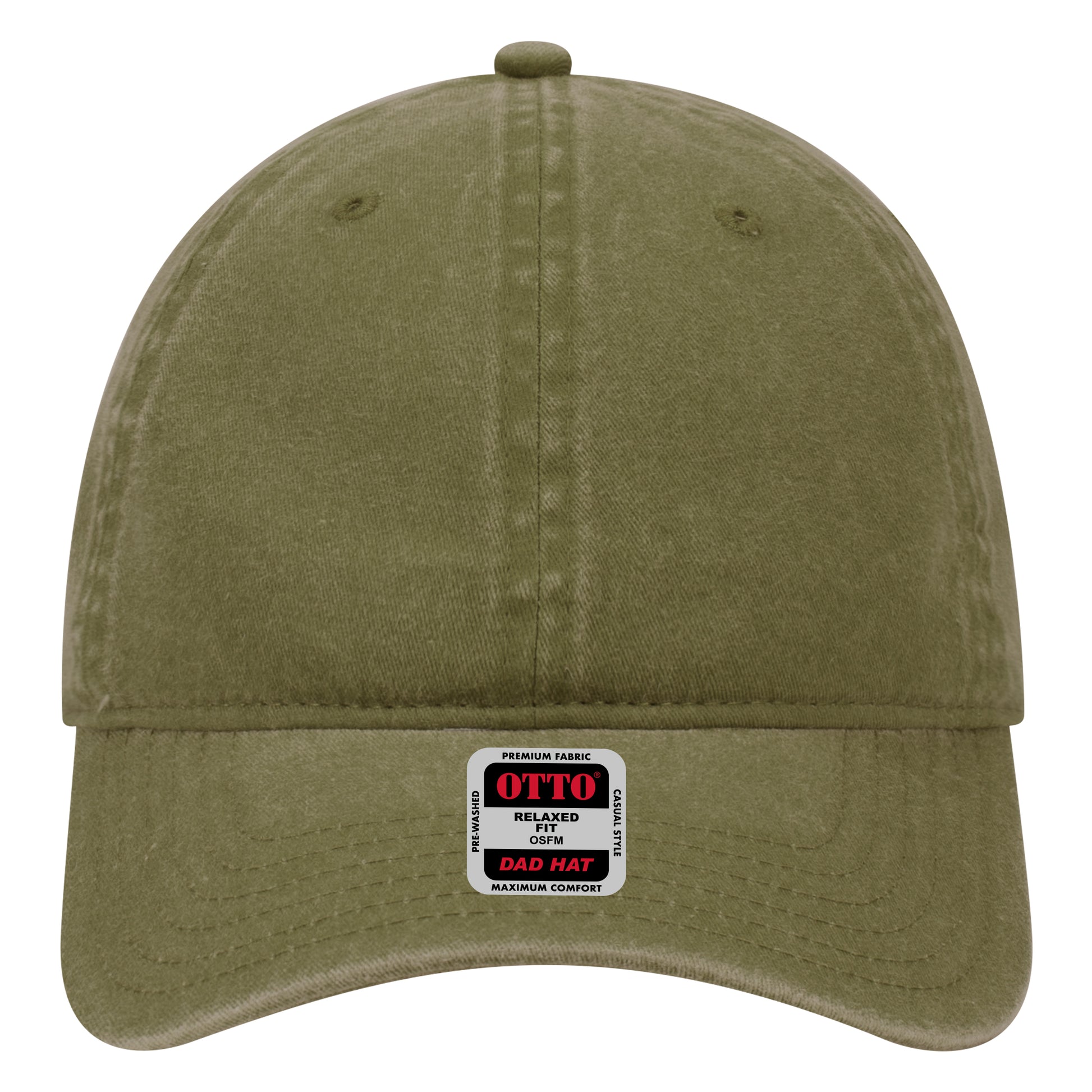 6-Panel Low Profile Dad Hat — Custom Leather Patch in Ol. Gree en n