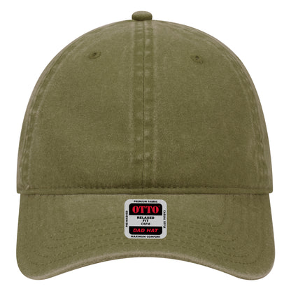 6-Panel Low Profile Dad Hat — Custom Leather Patch in Ol. Gree en n