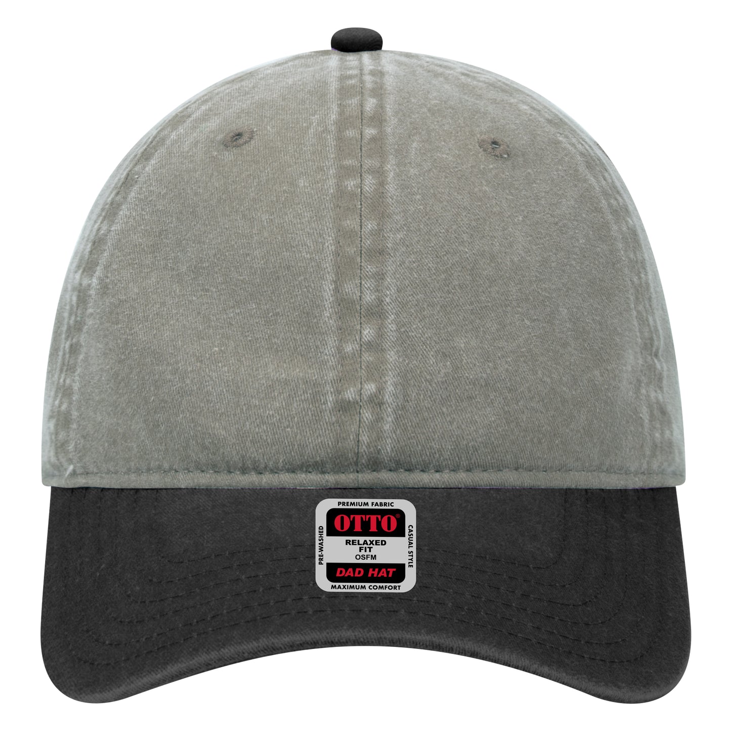 6-Panel Low Profile Dad Hat — Custom Leather Patch in Blk/Gry