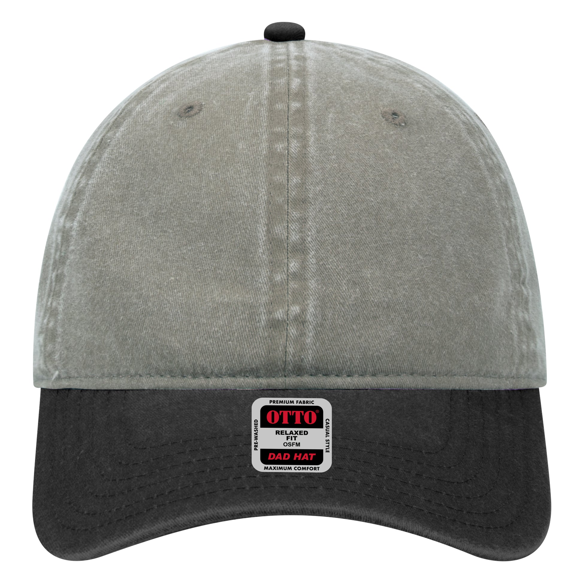 6-Panel Low Profile Dad Hat — Custom Leather Patch in Blk/Gry