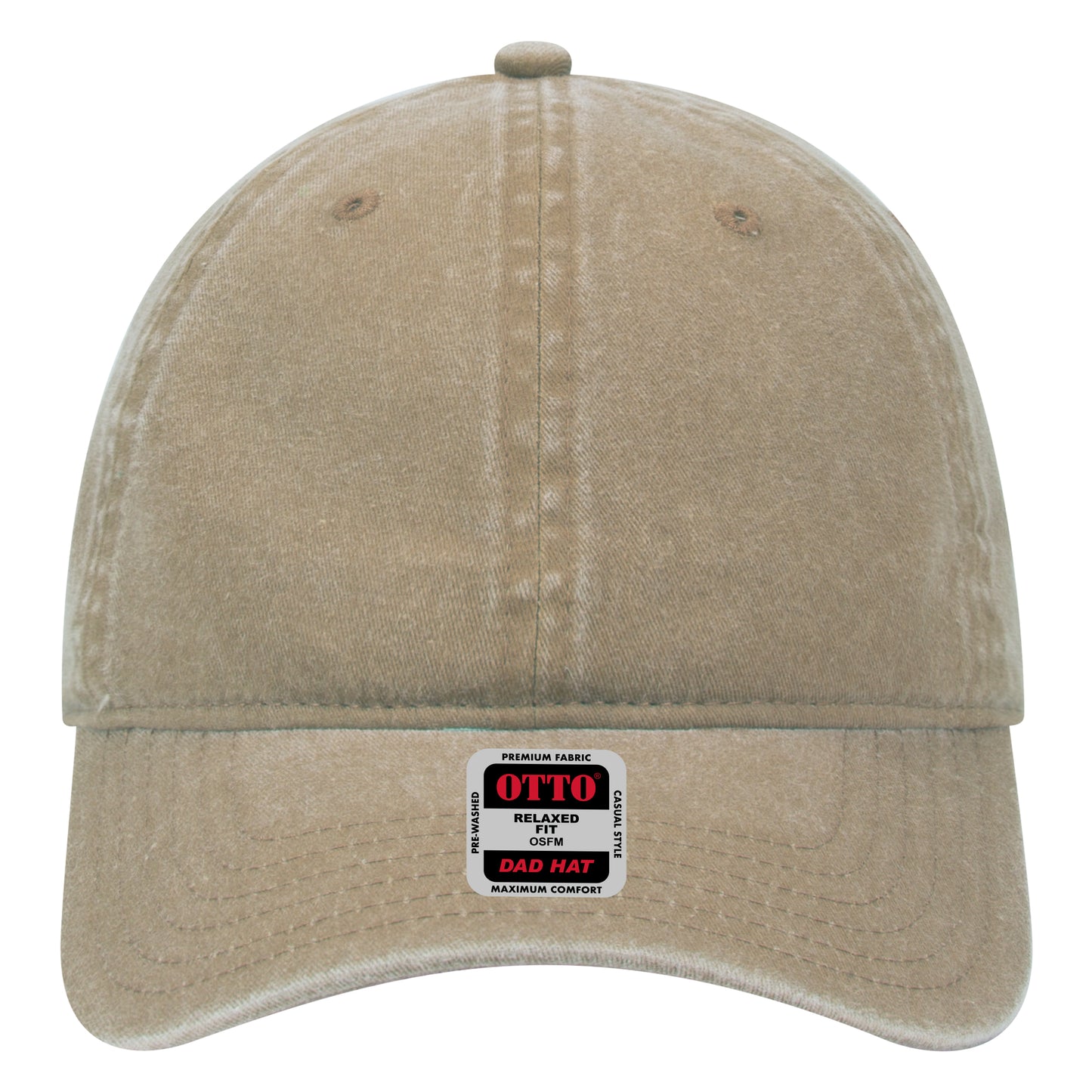 6-Panel Low Profile Dad Hat — Custom Leather Patch in Khaki