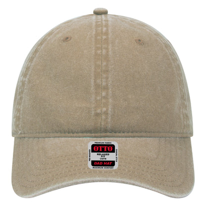 6-Panel Low Profile Dad Hat — Custom Leather Patch in Khaki