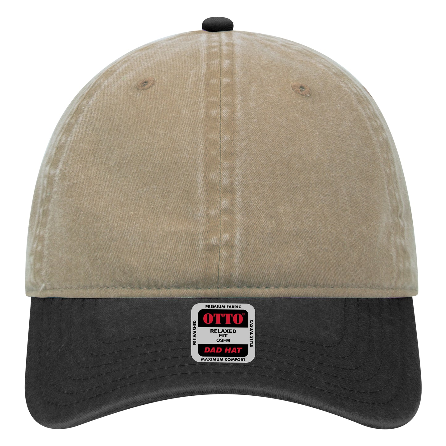 6-Panel Low Profile Dad Hat — Custom Leather Patch in Blk/Kh