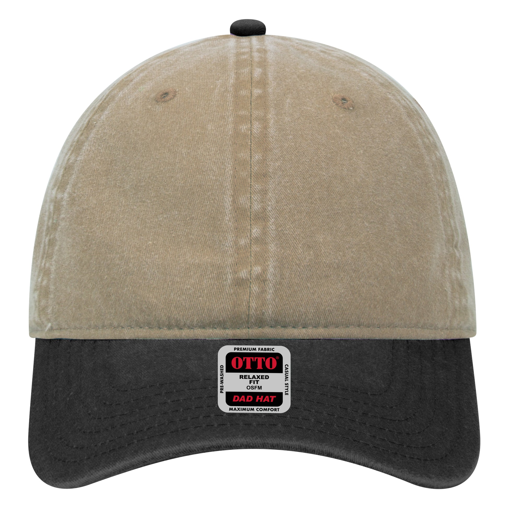 6-Panel Low Profile Dad Hat — Custom Leather Patch in Blk/Kh