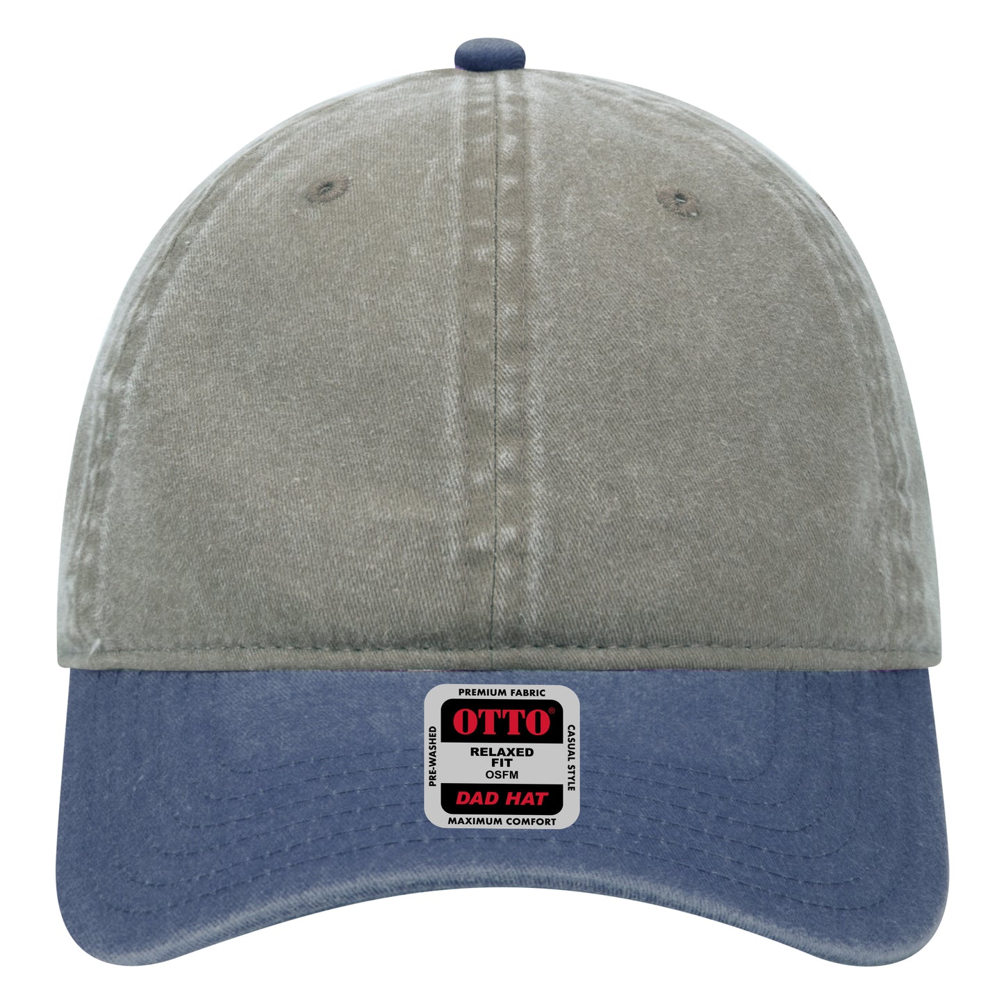 6-Panel Low Profile Dad Hat — Custom Leather Patch in Nvy/Gr