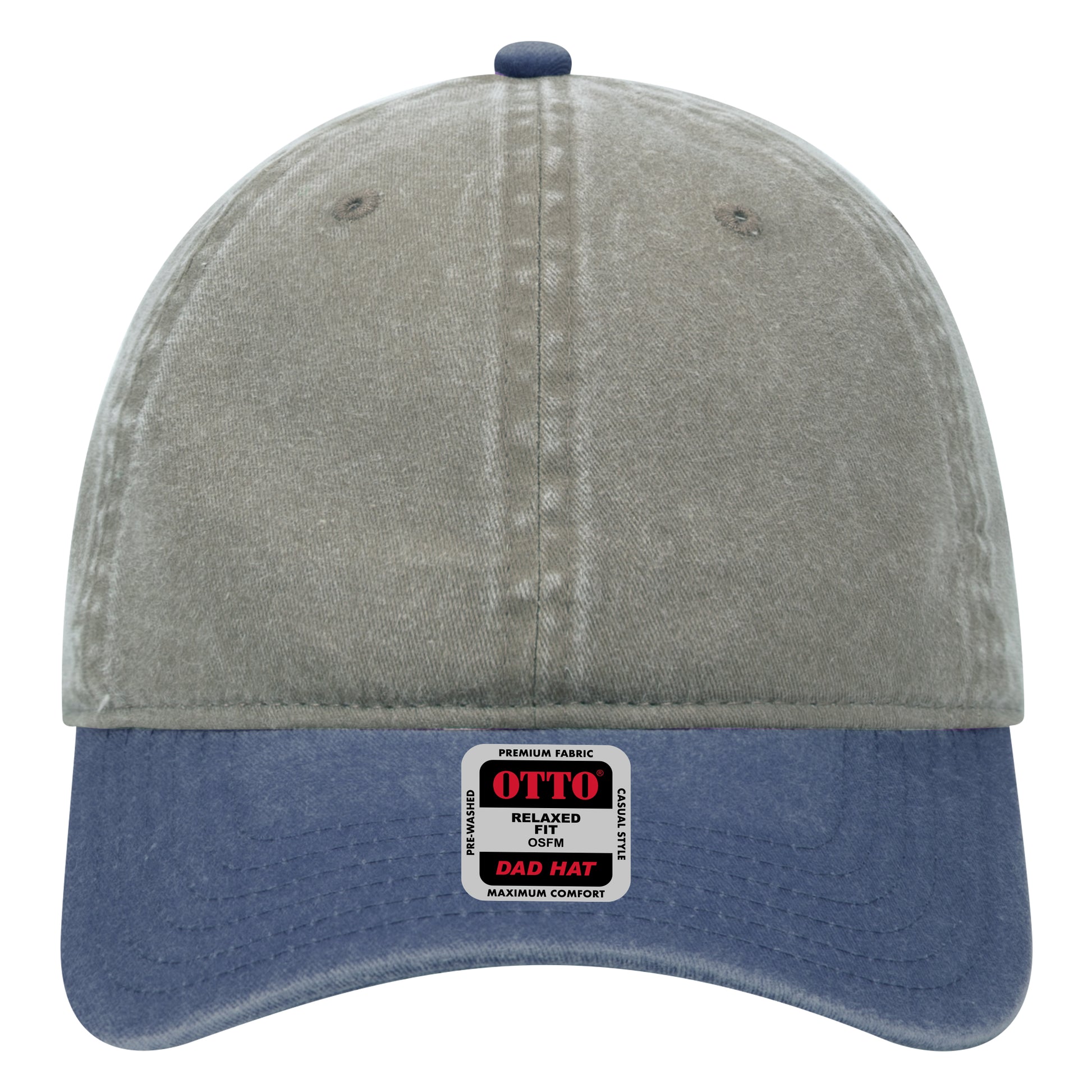 6-Panel Low Profile Dad Hat — Custom Leather Patch in Nvy/Gr